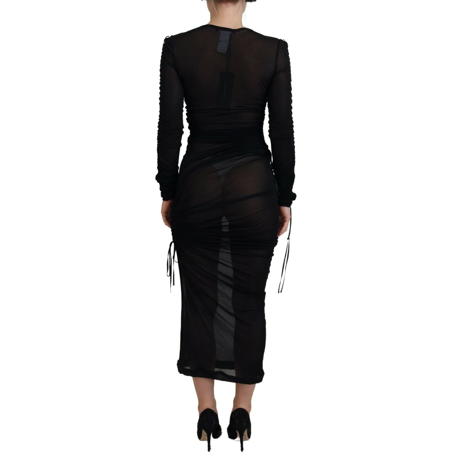 Dolce & Gabbana Black Viscose Bodycon Sheath Midi Dress Dolce & Gabbana