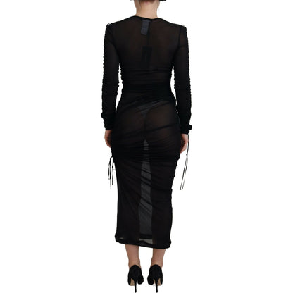 Dolce & Gabbana Black Viscose Bodycon Sheath Midi Dress Dolce & Gabbana