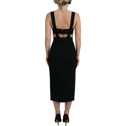 Dolce & Gabbana Black Viscose Bodycon Sheath Midi Dress Dolce & Gabbana