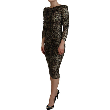 Dolce & Gabbana Multicolor Leopard Bodycon Sheath Midi Dress Dolce & Gabbana