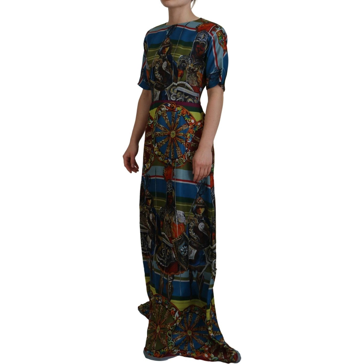 Dolce & Gabbana Multicolor Sicily Silk A-line Long Gown Dress Dolce & Gabbana