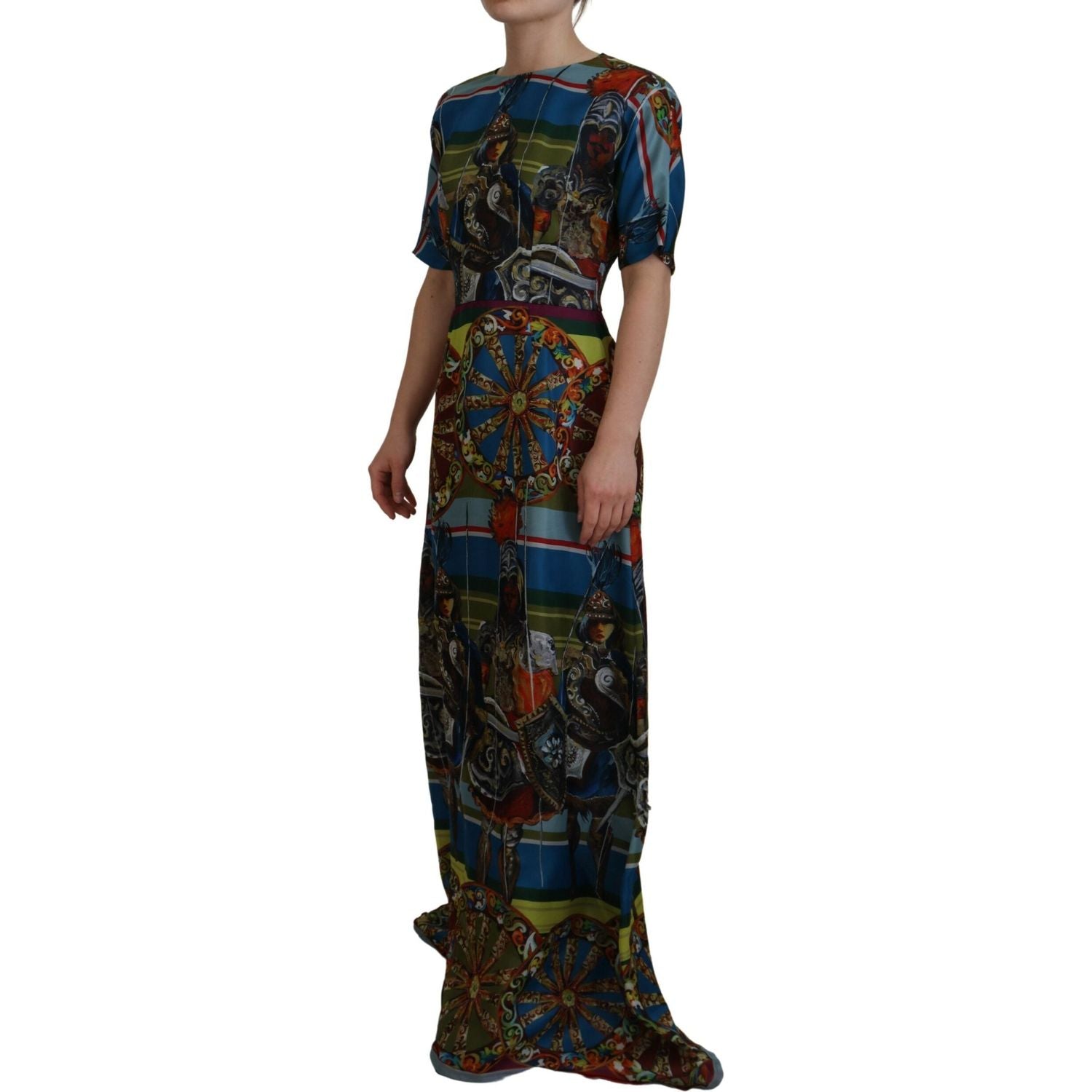 Dolce & Gabbana Multicolor Sicily Silk A-line Long Gown Dress
