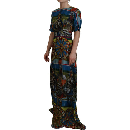 Dolce & Gabbana Multicolor Sicily Silk A-line Long Gown Dress Dolce & Gabbana