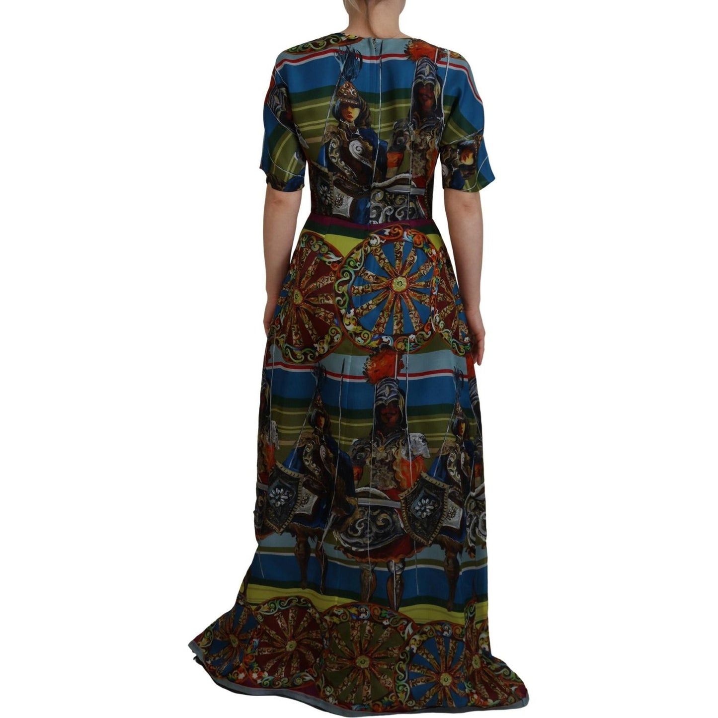 Dolce & Gabbana Multicolor Sicily Silk A-line Long Gown Dress Dolce & Gabbana