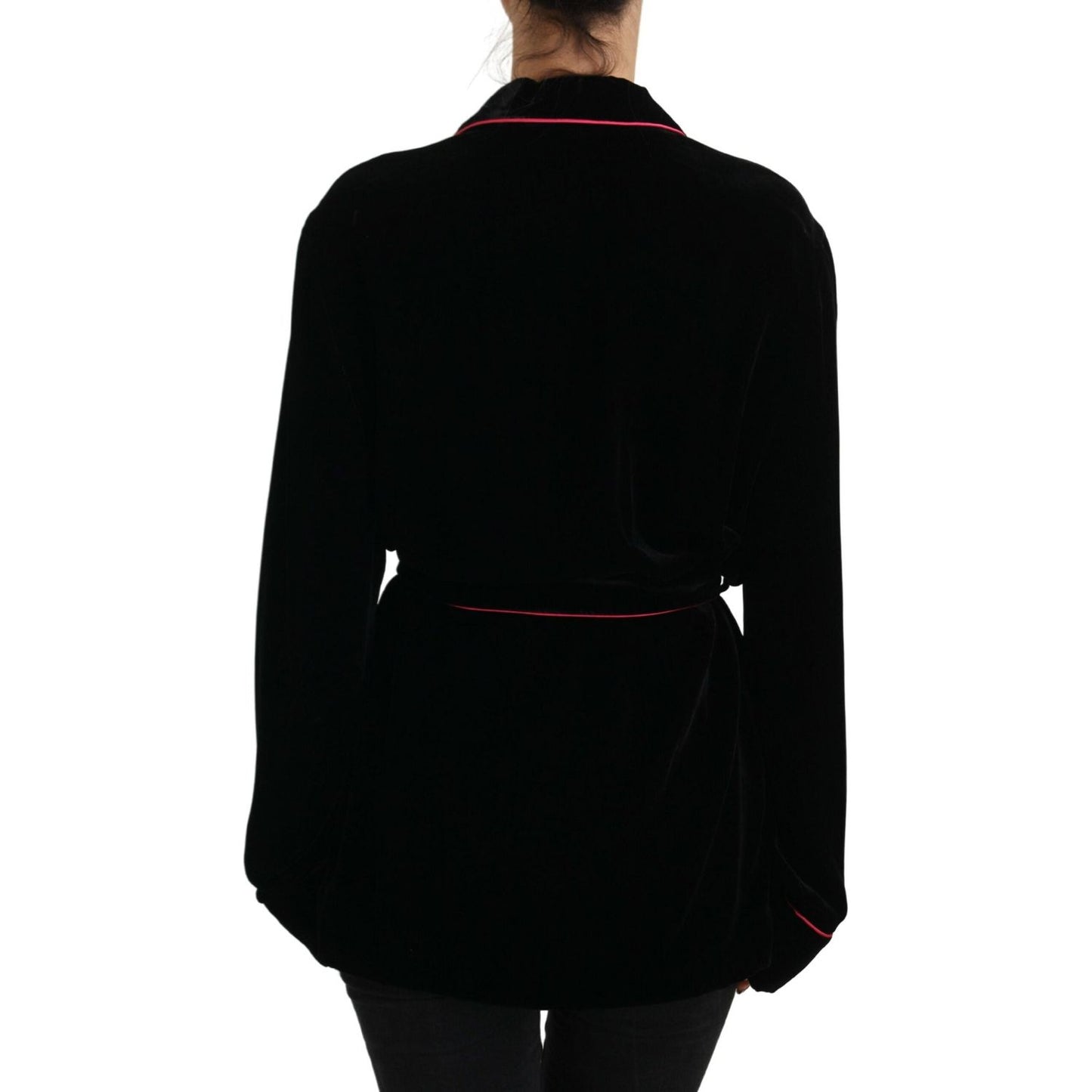 Dolce & Gabbana Black Button Belted Blazer Viscose Jacket