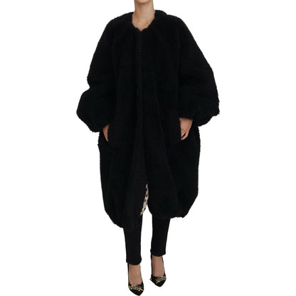 Dolce & Gabbana Black Cashmere Blend Faux Fur Coat Jacket Dolce & Gabbana