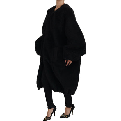 Dolce & Gabbana Black Cashmere Blend Faux Fur Coat Jacket Dolce & Gabbana