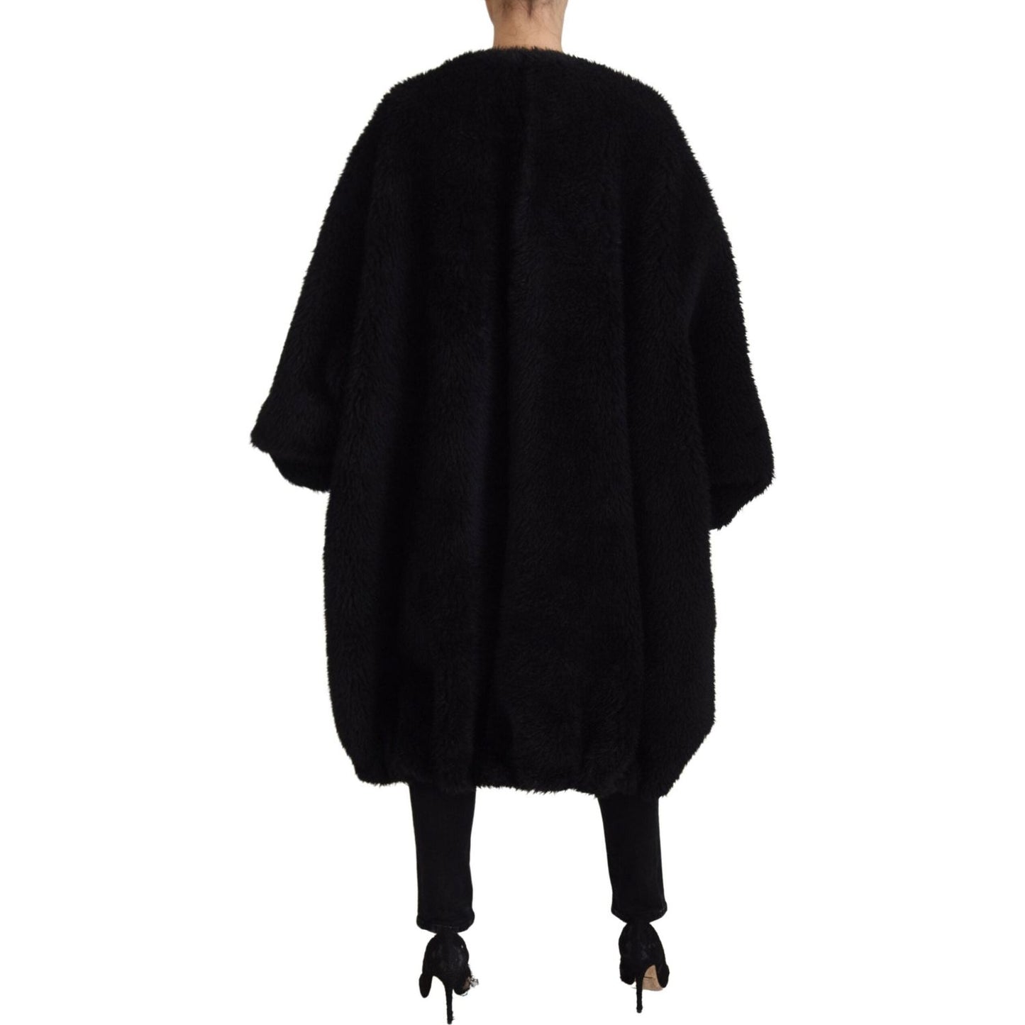 Dolce & Gabbana Black Cashmere Blend Faux Fur Coat Jacket Dolce & Gabbana