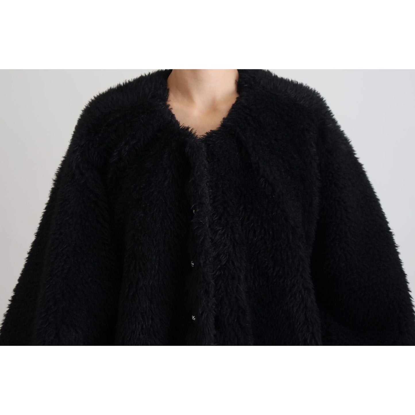 Dolce & Gabbana Black Cashmere Blend Faux Fur Coat Jacket Dolce & Gabbana
