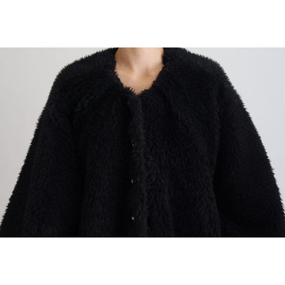 Dolce & Gabbana Black Cashmere Blend Faux Fur Coat Jacket Dolce & Gabbana