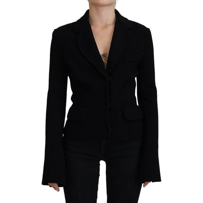 Dolce & Gabbana Black Button Cardigan Blazer Viscose Jacket Dolce & Gabbana