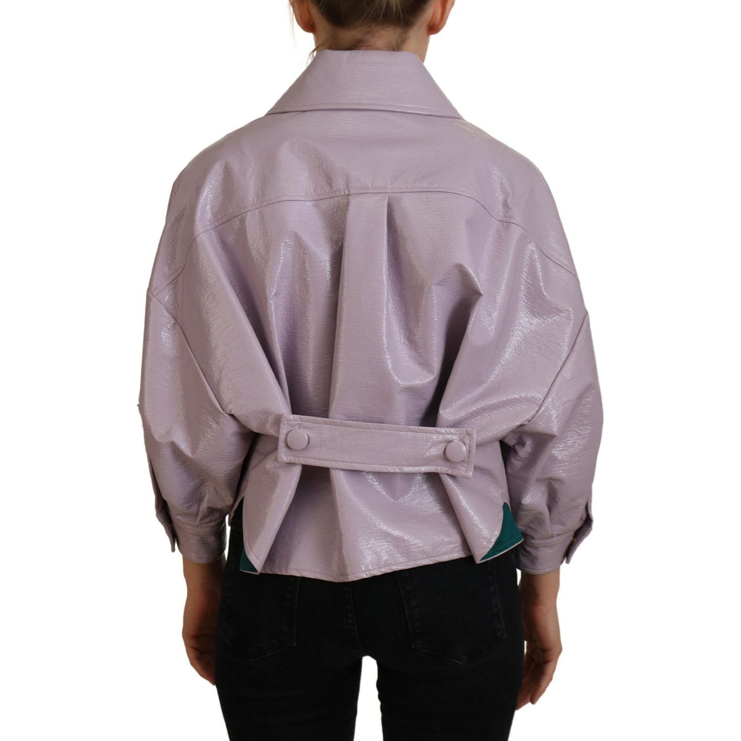 Dolce & Gabbana Purple Cotton Button Down Cropped Jacket Dolce & Gabbana