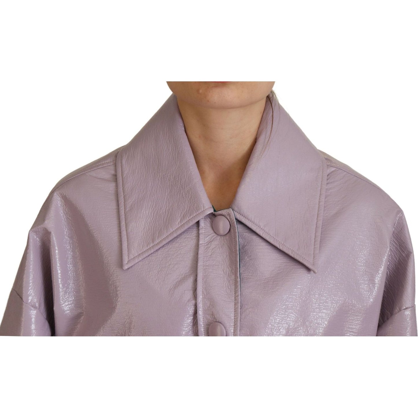 Dolce & Gabbana Purple Cotton Button Down Cropped Jacket Dolce & Gabbana
