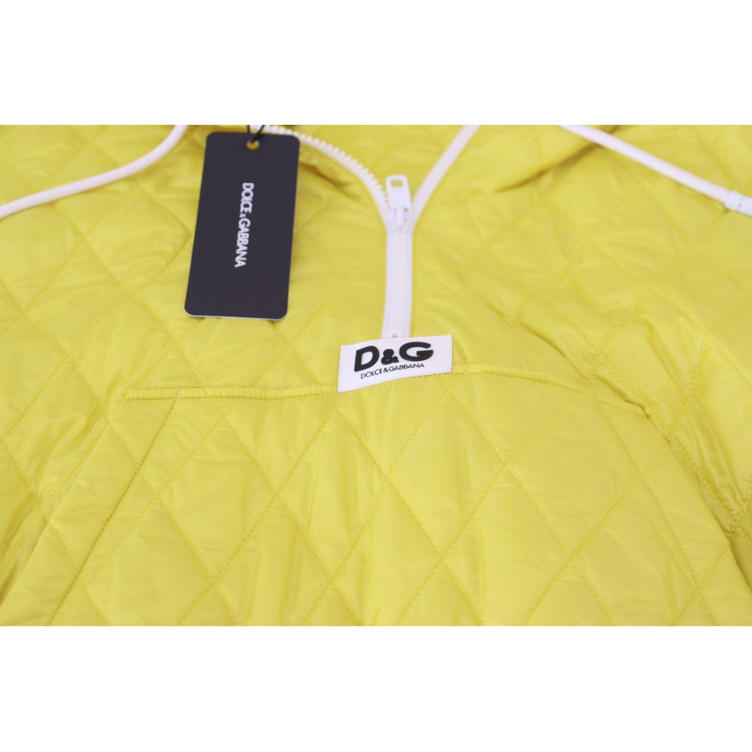 Dolce & Gabbana Yellow Nylon Quilted Hooded Pullover Jacket