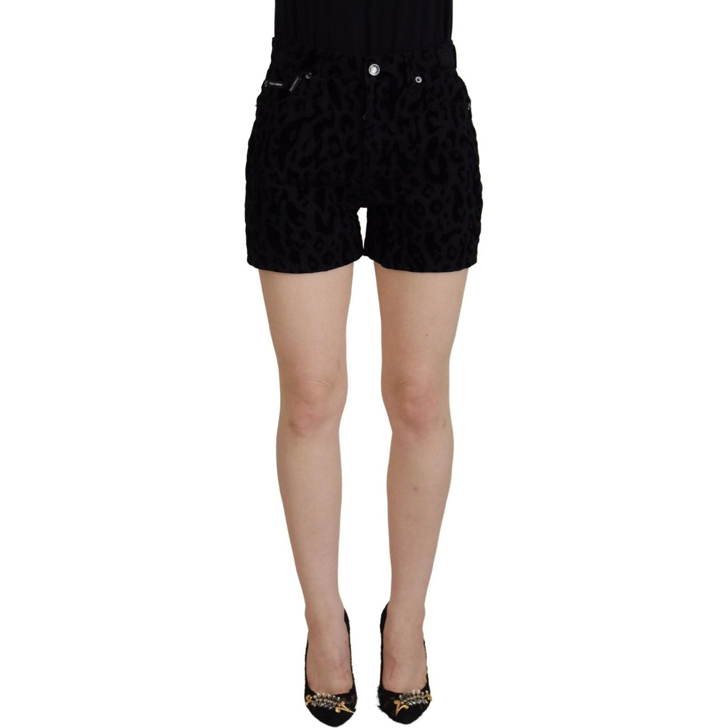 Dolce & Gabbana Black Denim Cotton Stretch Hot Pants Shorts Dolce & Gabbana