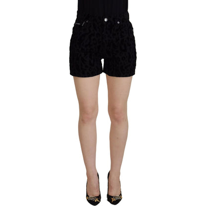 Dolce & Gabbana Black Denim Cotton Stretch Hot Pants Shorts Dolce & Gabbana