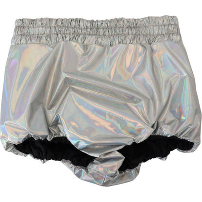 Dolce & Gabbana Silver Holographic High Waist Hot Pants Shorts Dolce & Gabbana