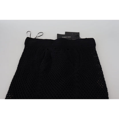 Dolce & Gabbana Black Knitted Cotton High Waist Mermaid Skirt Dolce & Gabbana