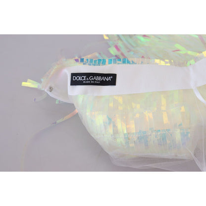 Dolce & Gabbana Multicolor Iridescent Fringed Tulle Skirt Dolce & Gabbana