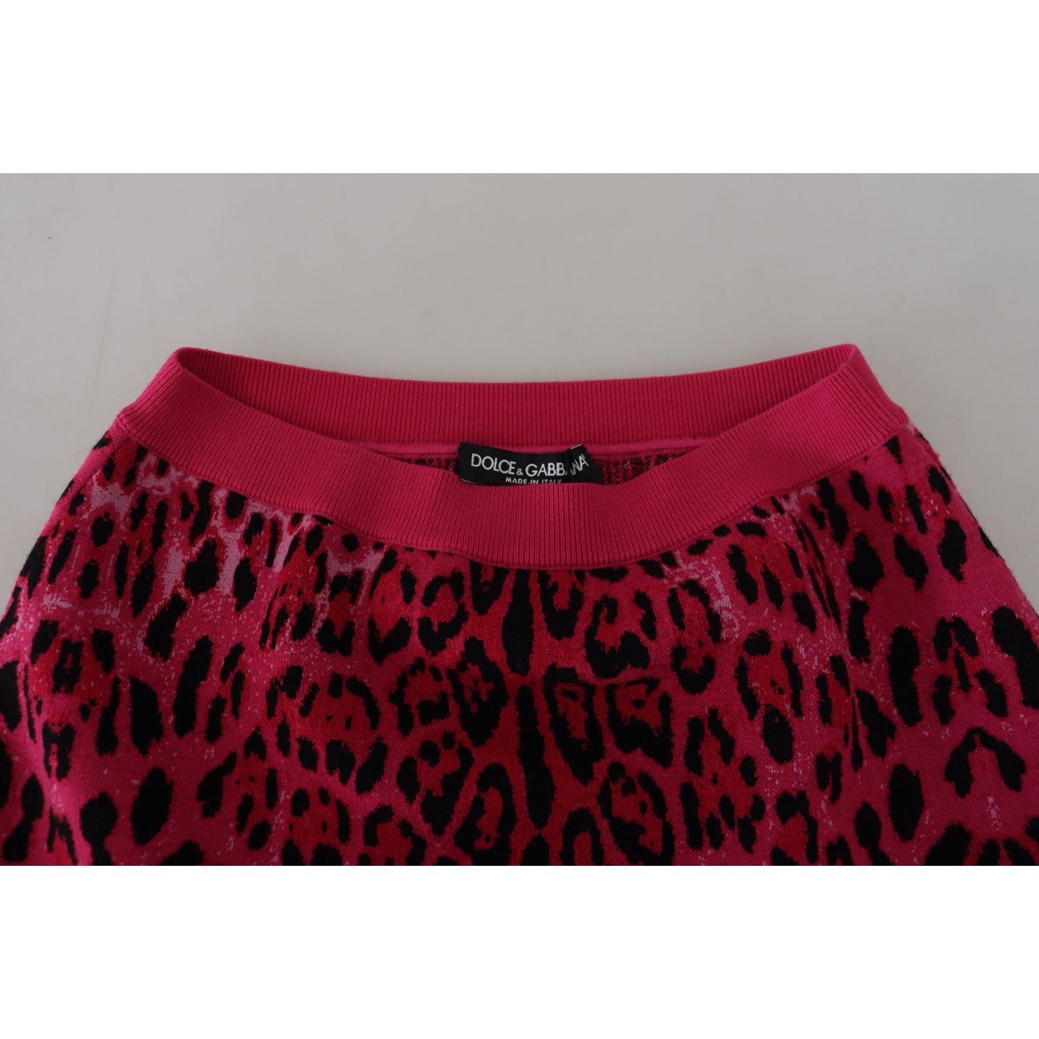 Dolce & Gabbana Pink Leopard High Waist A-line Mini Skirt