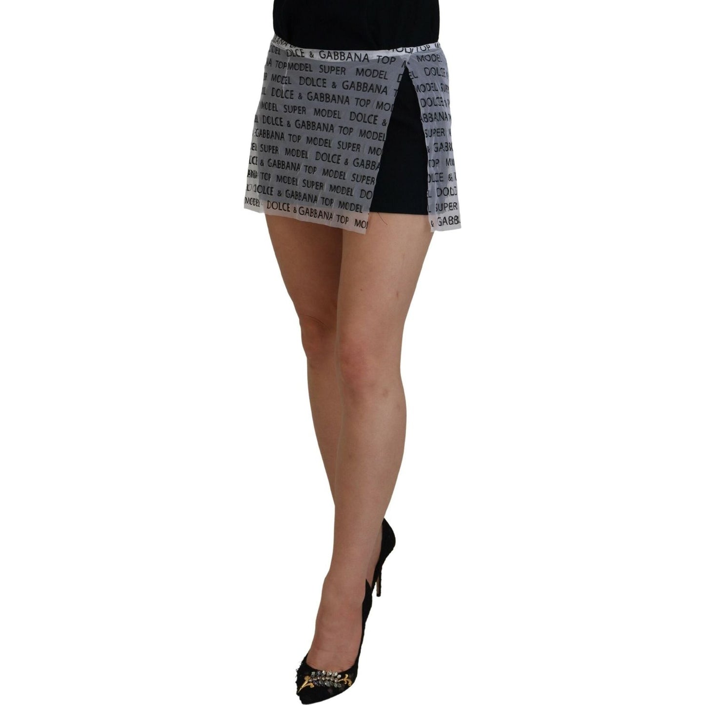 Dolce & Gabbana White Logo See Through A-line Mini Skirt Dolce & Gabbana