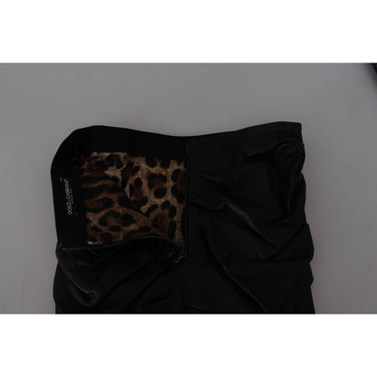 Dolce & Gabbana Black Lambskin Leather A-line Mini Skirt Dolce & Gabbana