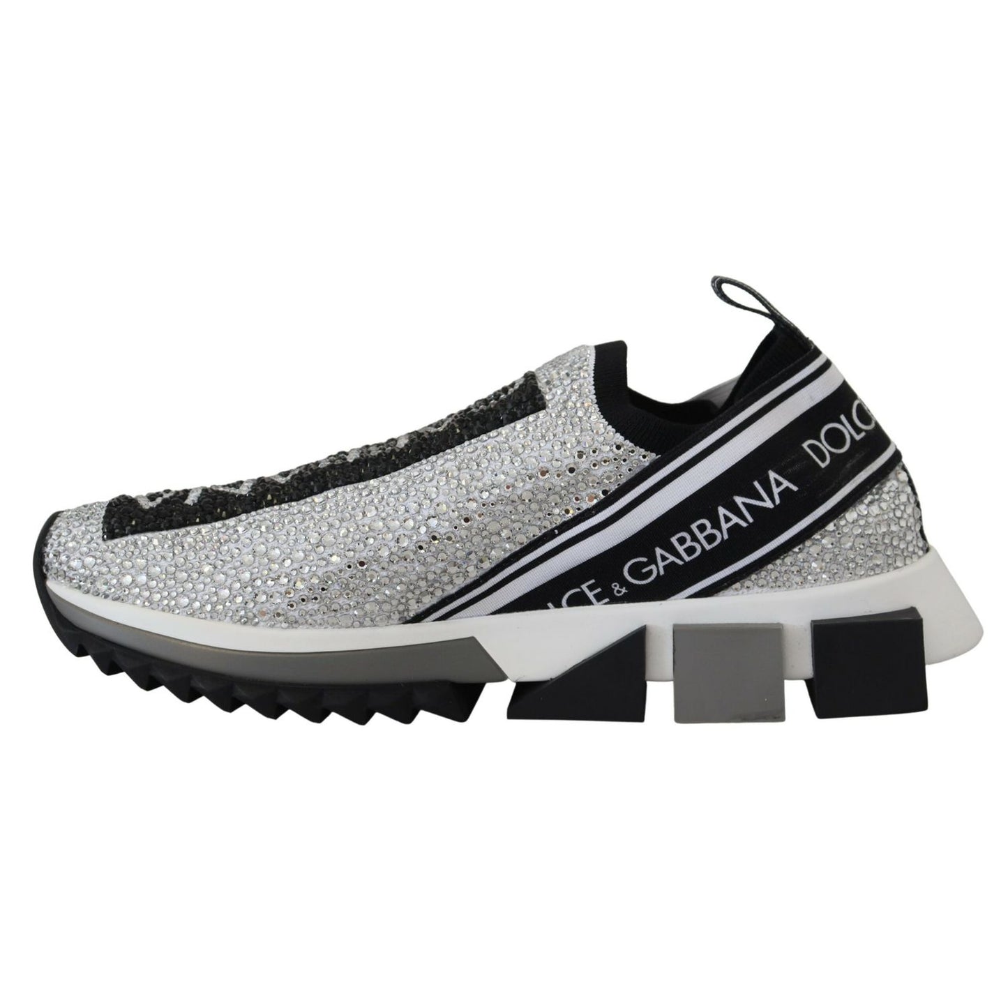Dolce & Gabbana Silver Rhinestones Sorrento Sneakers Shoes