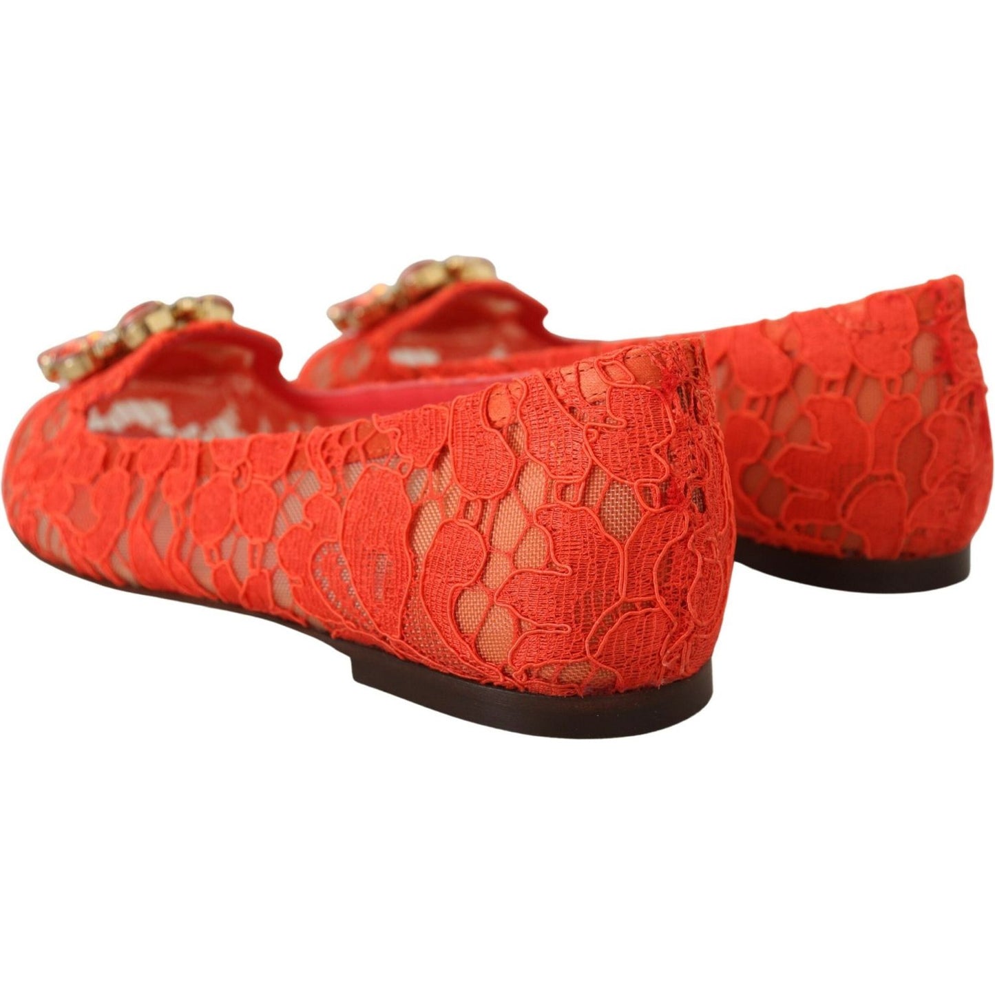 Dolce & Gabbana Red Taormina Lace Crystals Ballet Flats Shoes Dolce & Gabbana
