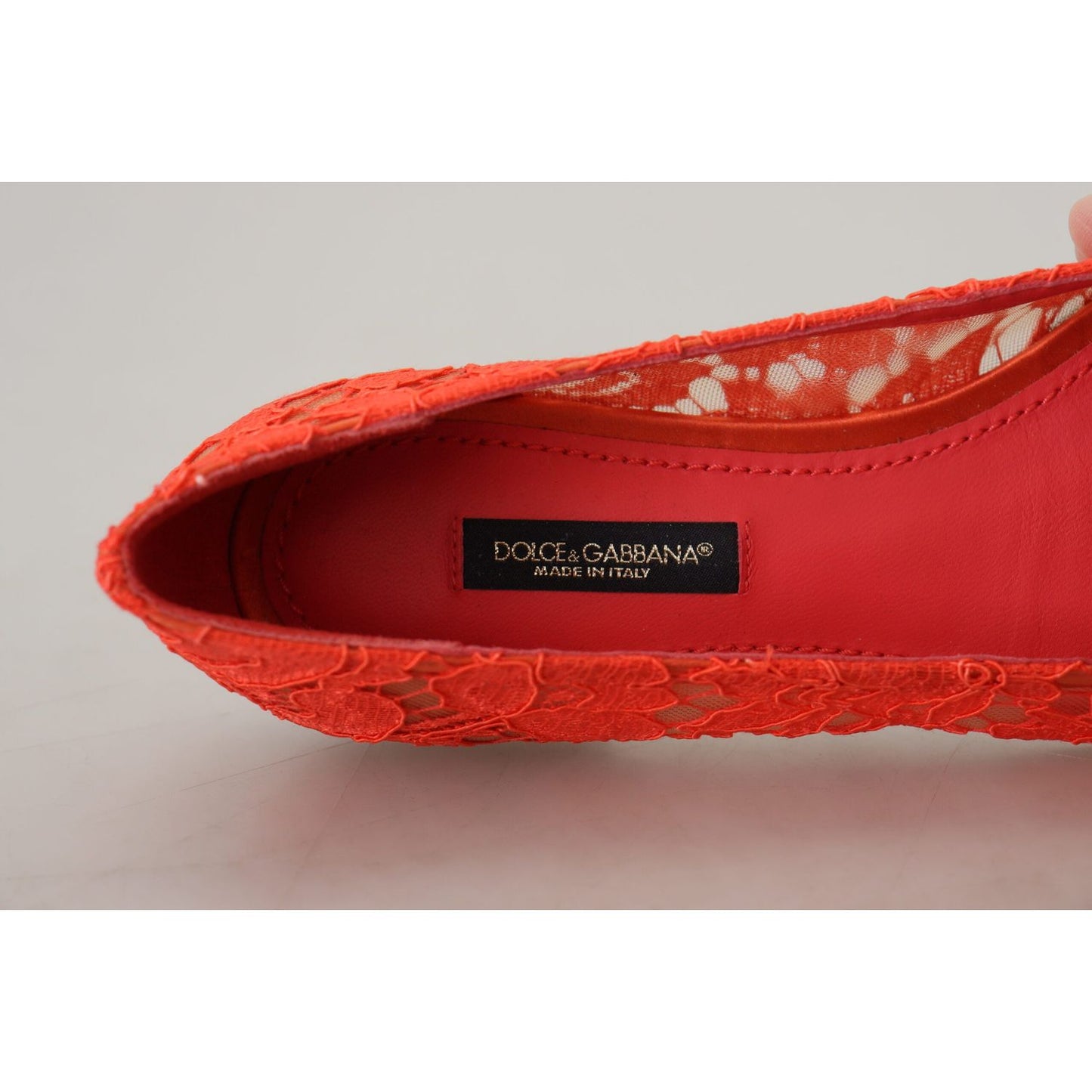 Dolce & Gabbana Red Taormina Lace Crystals Ballet Flats Shoes Dolce & Gabbana