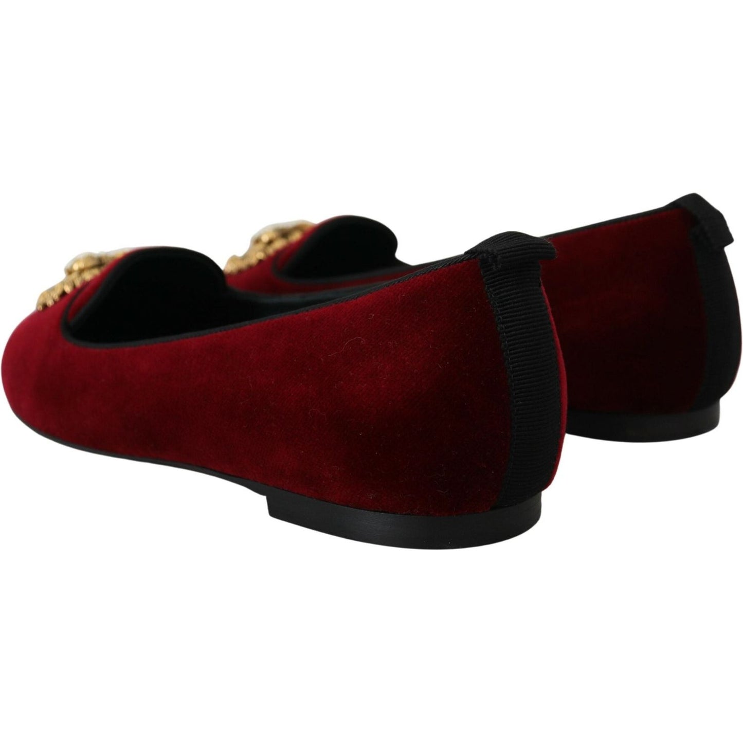 Dolce & Gabbana Bordeaux Velvet Slip-On Loafers Flats Shoes Dolce & Gabbana