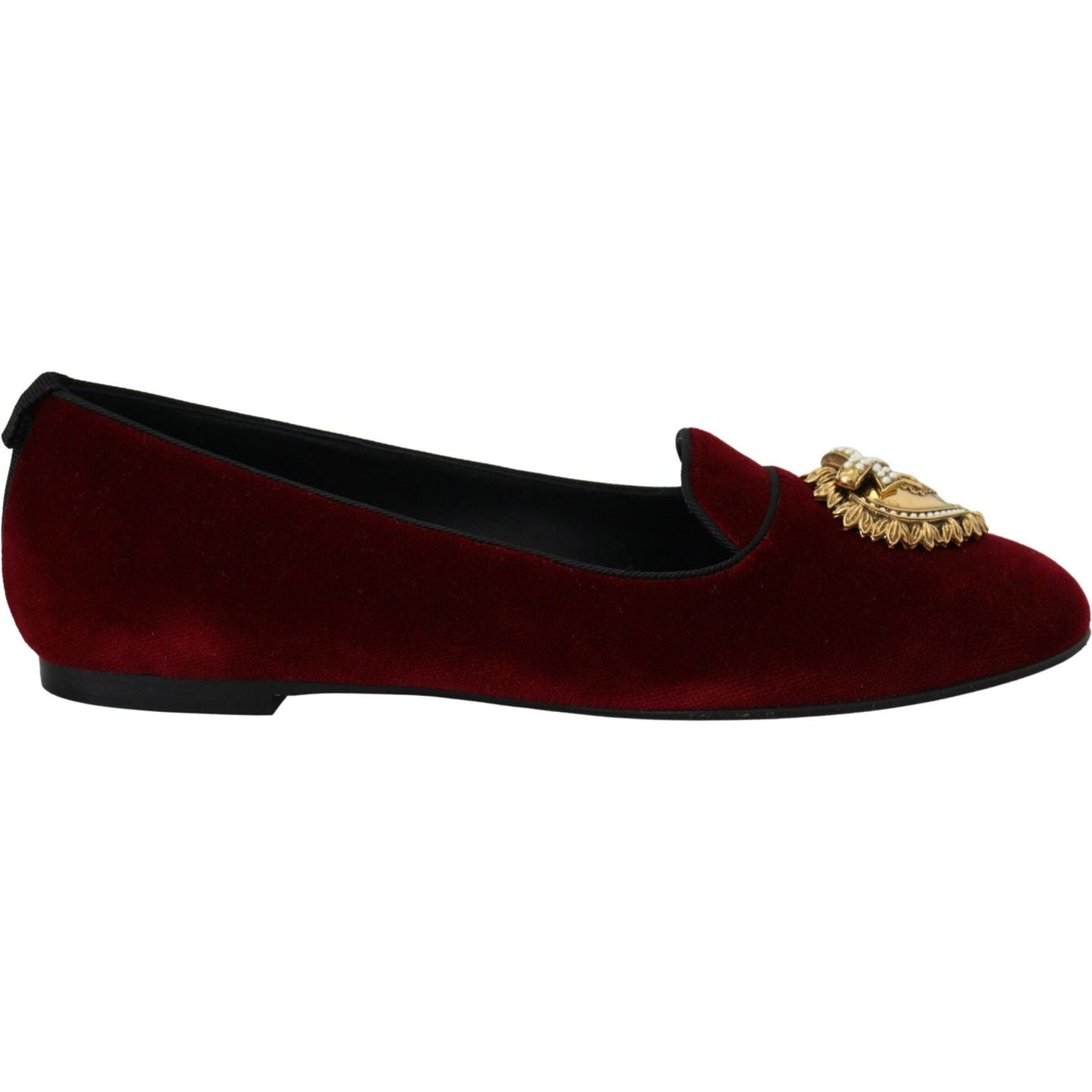Dolce & Gabbana Bordeaux Velvet Slip-On Loafers Flats Shoes Dolce & Gabbana