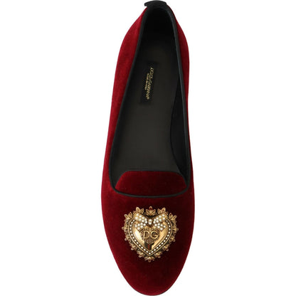 Dolce & Gabbana Bordeaux Velvet Slip-On Loafers Flats Shoes Dolce & Gabbana