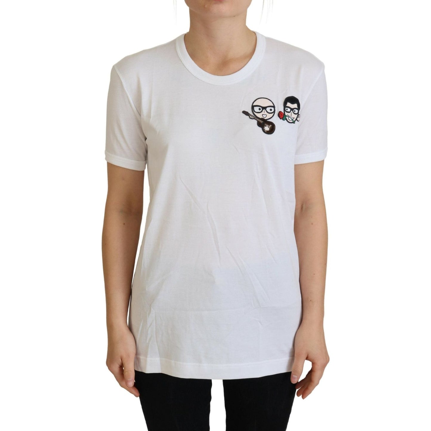 Dolce & Gabbana White #dgfamily Crewneck Cotton T-shirt Dolce & Gabbana