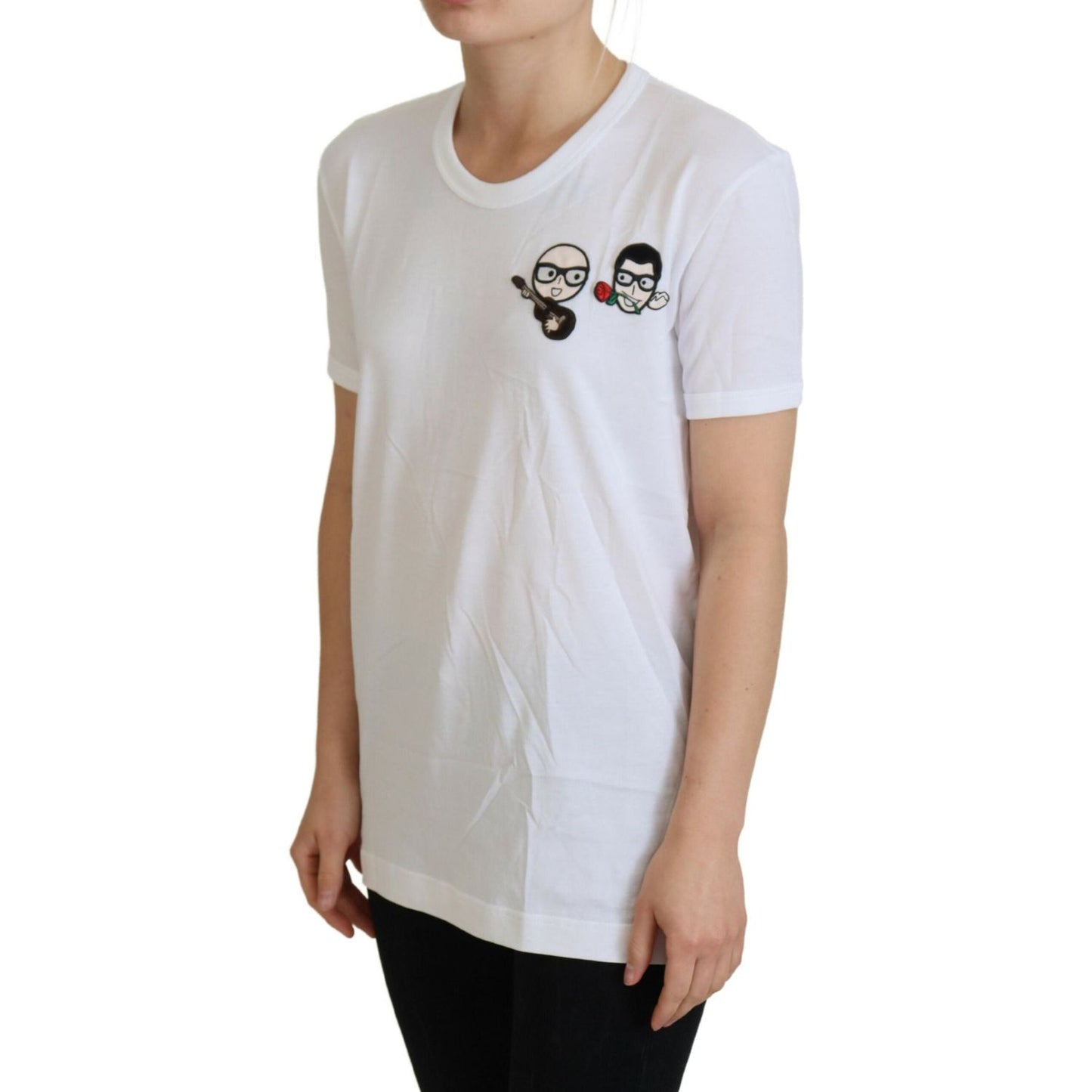 Dolce & Gabbana White #dgfamily Crewneck Cotton T-shirt Dolce & Gabbana