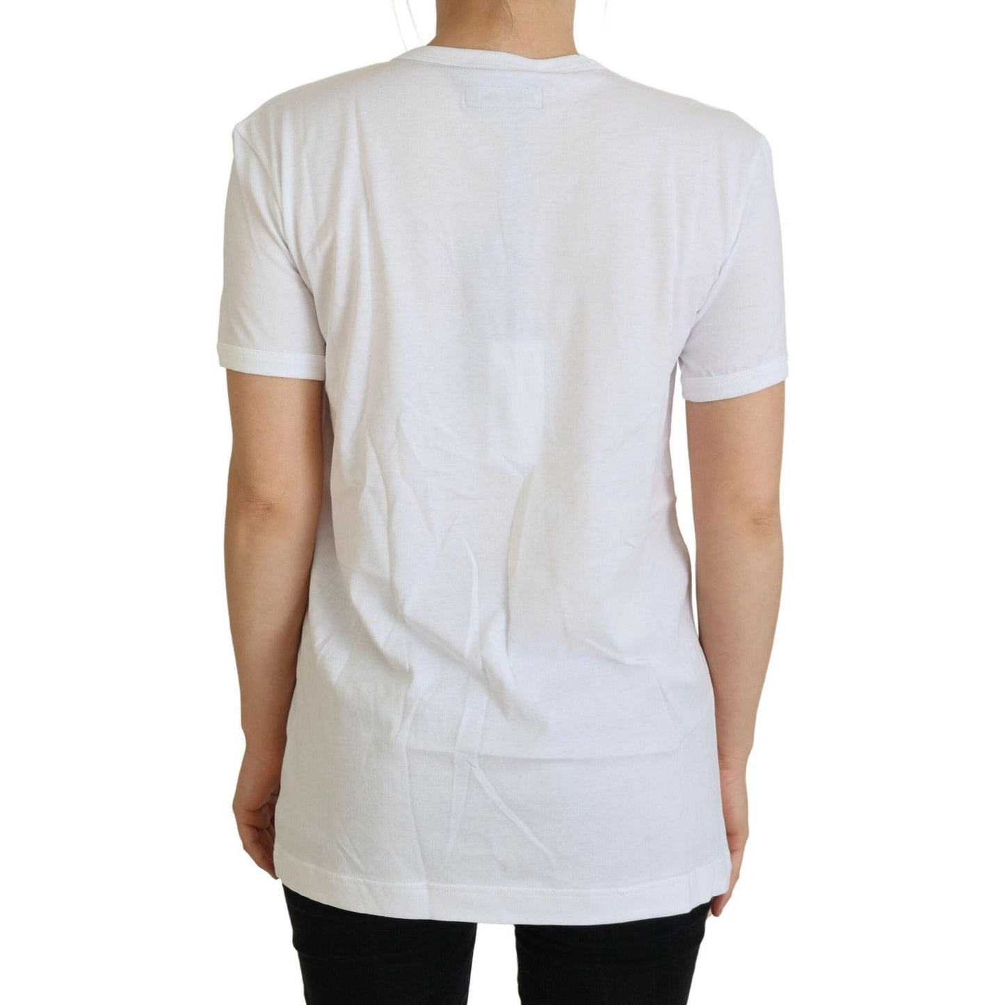 Dolce & Gabbana White #dgfamily Crewneck Cotton T-shirt Dolce & Gabbana