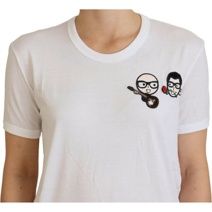 Dolce & Gabbana White #dgfamily Crewneck Cotton T-shirt Dolce & Gabbana