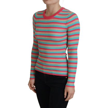 Dolce & Gabbana Multicolor Crewneck Pullover Silk Sweater Dolce & Gabbana