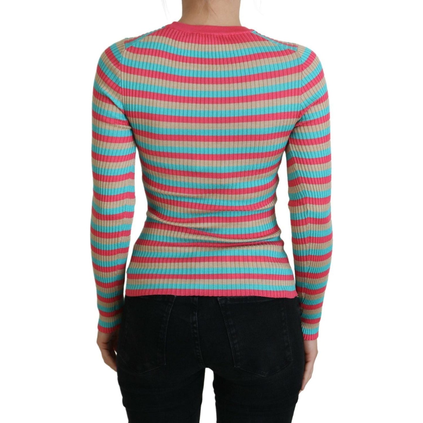 Dolce & Gabbana Multicolor Crewneck Pullover Silk Sweater Dolce & Gabbana