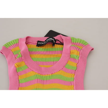 Dolce & Gabbana Multicolor Silk Vest Pullover Tank Top Dolce & Gabbana