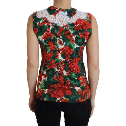 Dolce & Gabbana White Floral Wool Lace Vest Tank Top Dolce & Gabbana