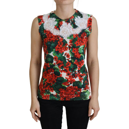 Dolce & Gabbana White Floral Wool Lace Vest Tank Top Dolce & Gabbana