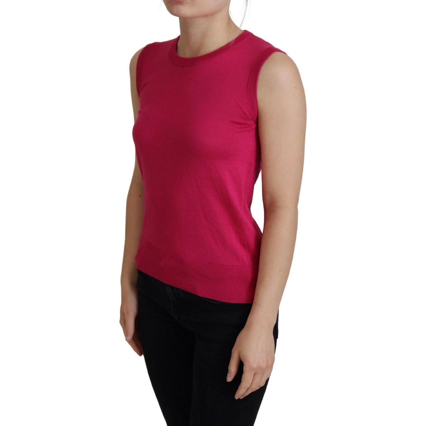 Dolce & Gabbana Pink Silk Vest Pullover Crewneck Tank Top Dolce & Gabbana