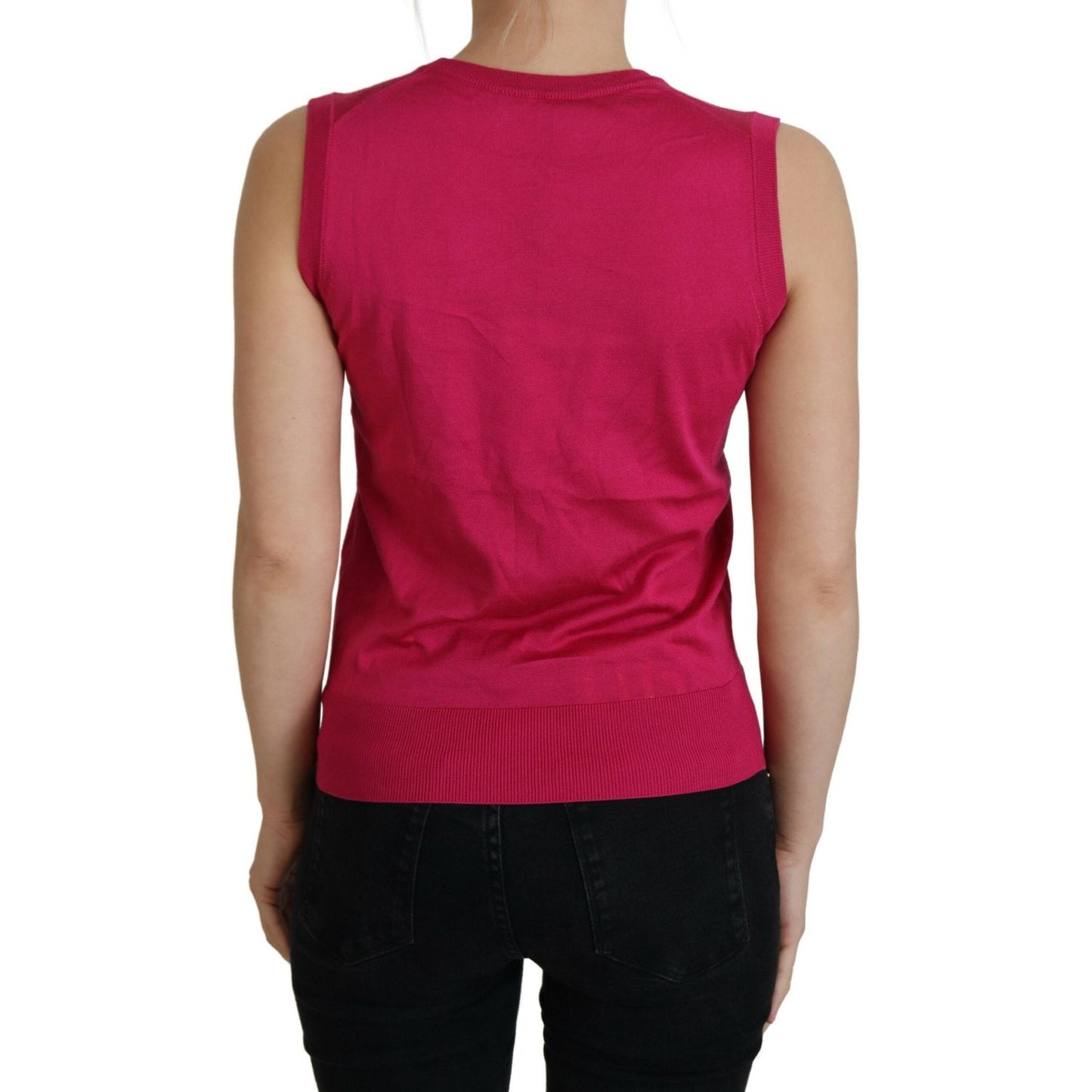 Dolce & Gabbana Pink Silk Vest Pullover Crewneck Tank Top Dolce & Gabbana