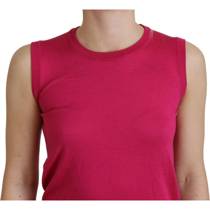 Dolce & Gabbana Pink Silk Vest Pullover Crewneck Tank Top Dolce & Gabbana