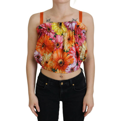 Dolce & Gabbana Blouse Cropped Floral Cotton Tank Top Dolce & Gabbana