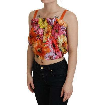 Dolce & Gabbana Blouse Cropped Floral Cotton Tank Top Dolce & Gabbana