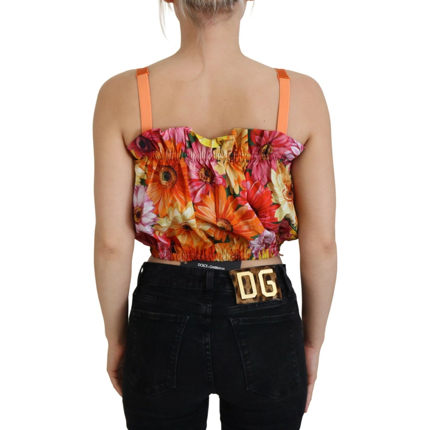 Dolce & Gabbana Blouse Cropped Floral Cotton Tank Top Dolce & Gabbana