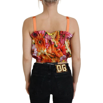 Dolce & Gabbana Blouse Cropped Floral Cotton Tank Top Dolce & Gabbana