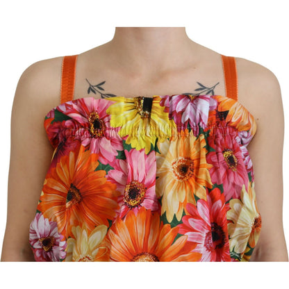 Dolce & Gabbana Blouse Cropped Floral Cotton Tank Top Dolce & Gabbana
