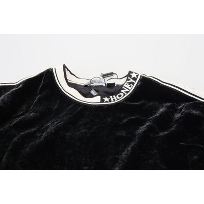 Dolce & Gabbana Black Velvet Crewneck Pullover Sweater Dolce & Gabbana